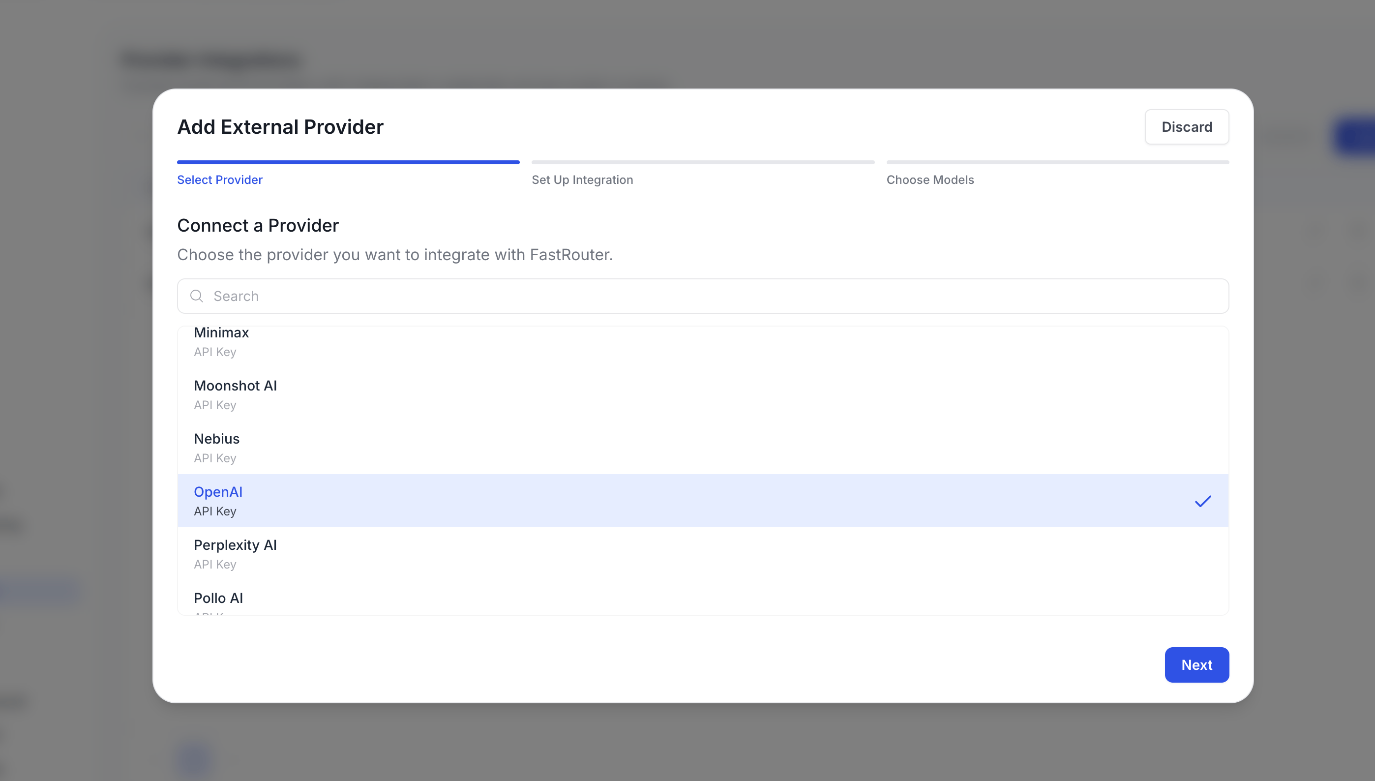 select provider
