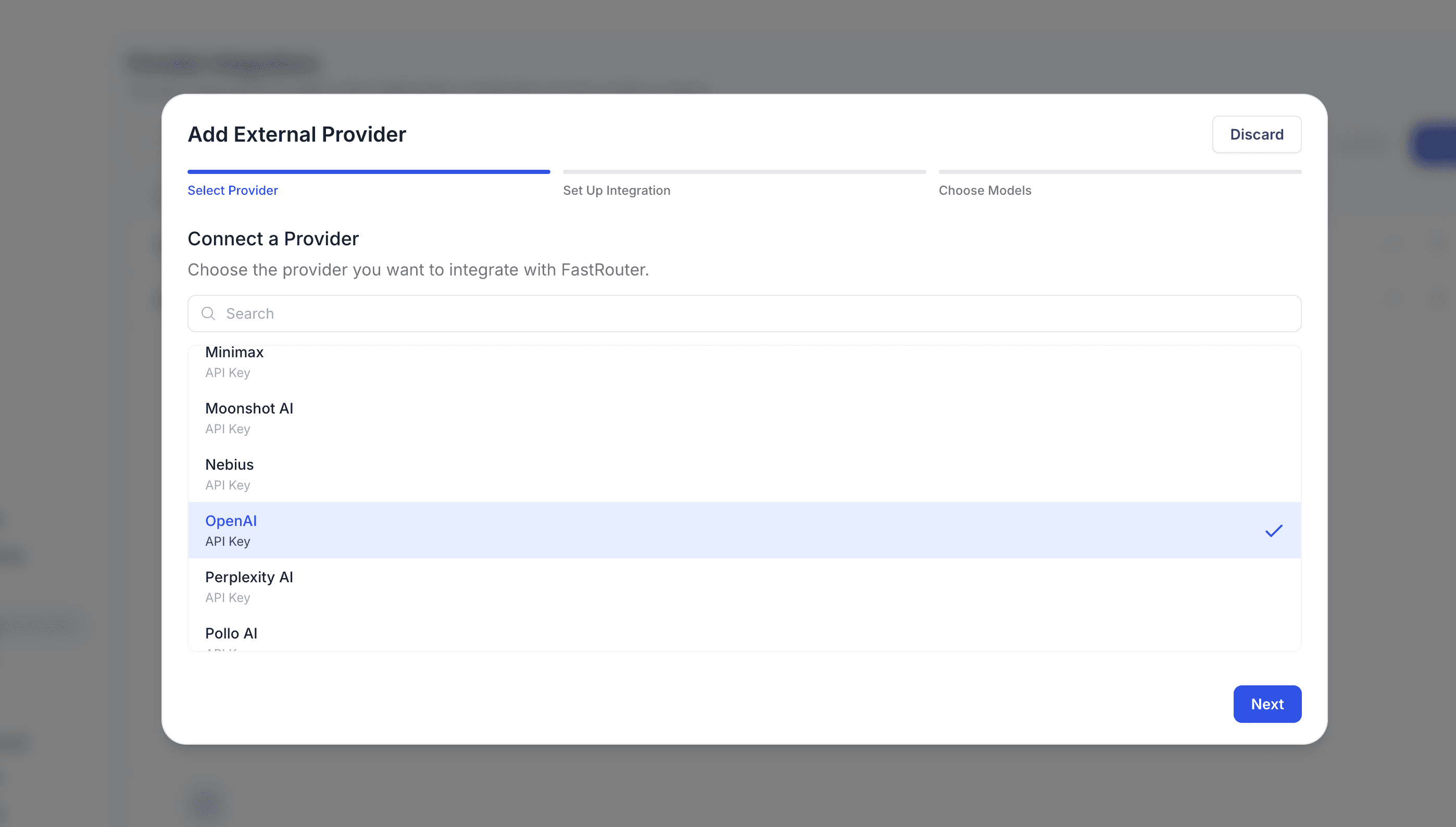 select provider
